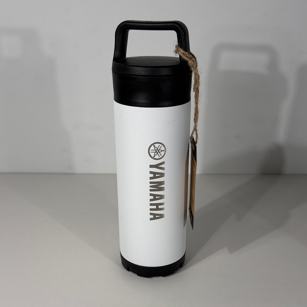 Yamaha White and Black Insulated Travel Bottle with Vertical Logo